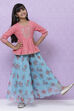 Pink And Turquoise A-Line Poly Cotton Tunics image number 0