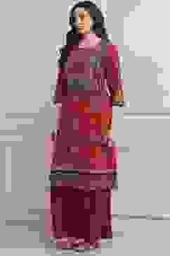 Red LIVA Straight Printed Kurta image number 2