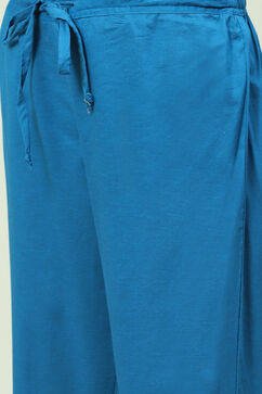 Royal Blue Cotton Straight Kurta Regular Pants Suit Set image number 2
