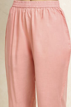 Pink Linen Blend Woven Unstitched Suit Set image number 3