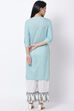 Sea Green Cotton Straight Kurta Palazzo Suit Set image number 4