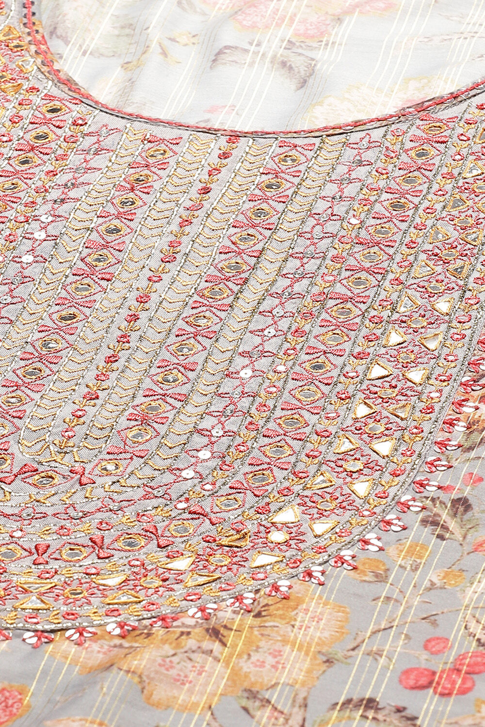 Grey Cotton Straight Kurta Pant Suit Set image number 1