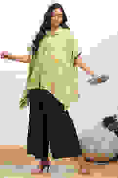 Black Viscose Solid Straight Palazzo image number 0