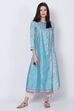 Blue Viscose A-Line Printed Kurta image number 0
