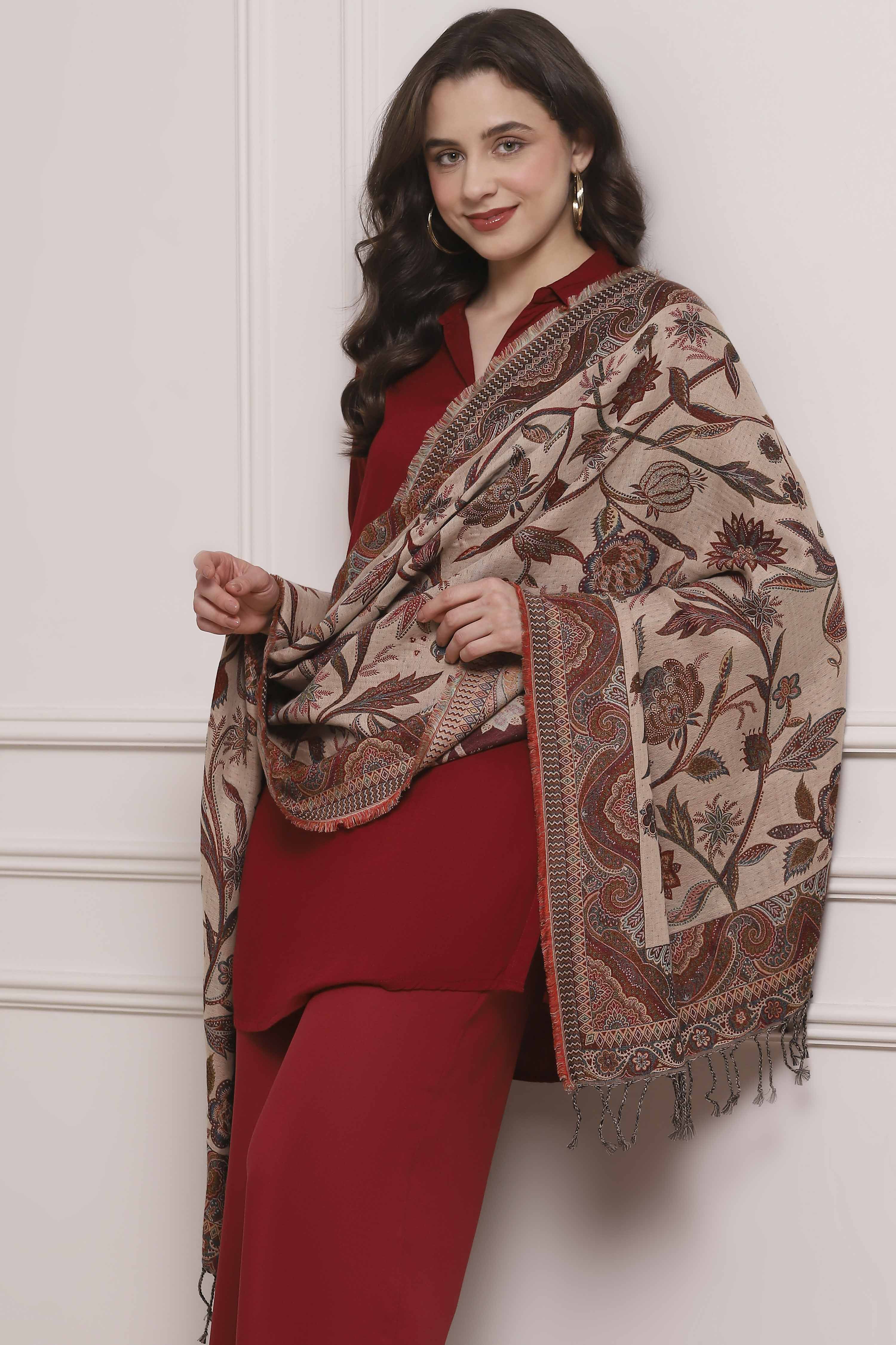 Black Yarn-Dyed Printed Winter Stole image number 0