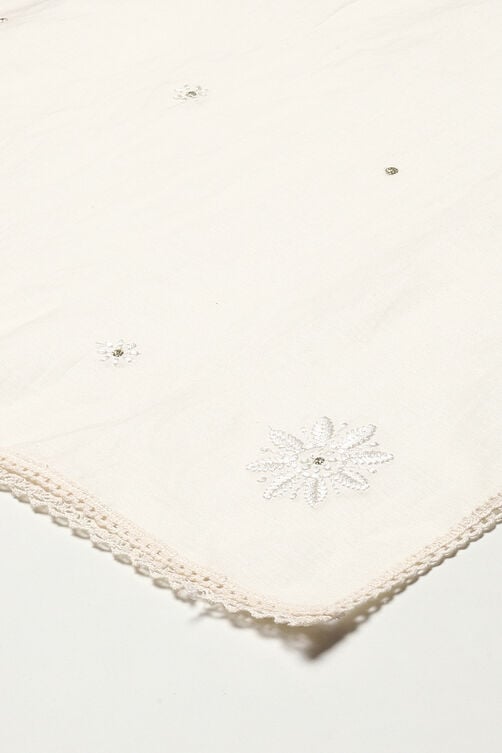 Ivory Cotton Blend Layered Kurta Suit Set image number 3