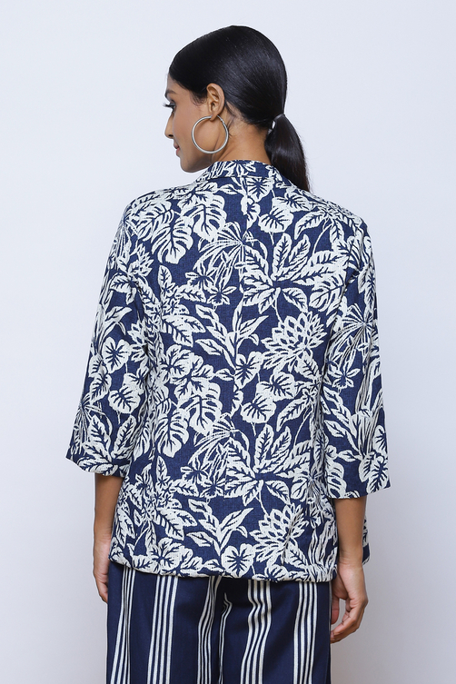Indigo LIVA Printed Blazer Set image number 6