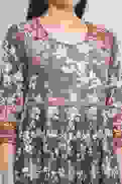 Grey Cotton Kalidar Suit Set image number 1