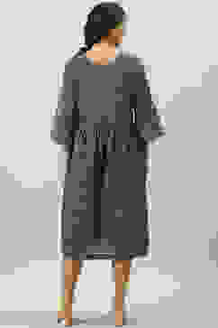 Indigo Cotton A-Line Printed Dress image number 4