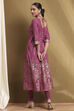 Plum Cotton Printed Anarkali Suit Set image number 4