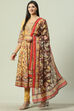 Beige Cotton Anarkali Kurta Churidar Suit Set image number 0