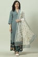 Blue Cotton Straight Kurta Palazzo Suit Set image number 0