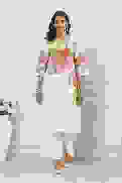 Beige Cotton Straight Suit Set image number 6