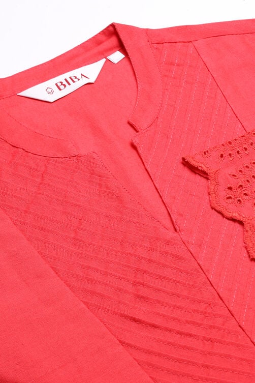 Peach Cotton Flax Kurta image number 1