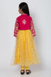 Pink And Yellow Poly Cotton Anarkali Kurta Churidar Suit Set image number 5