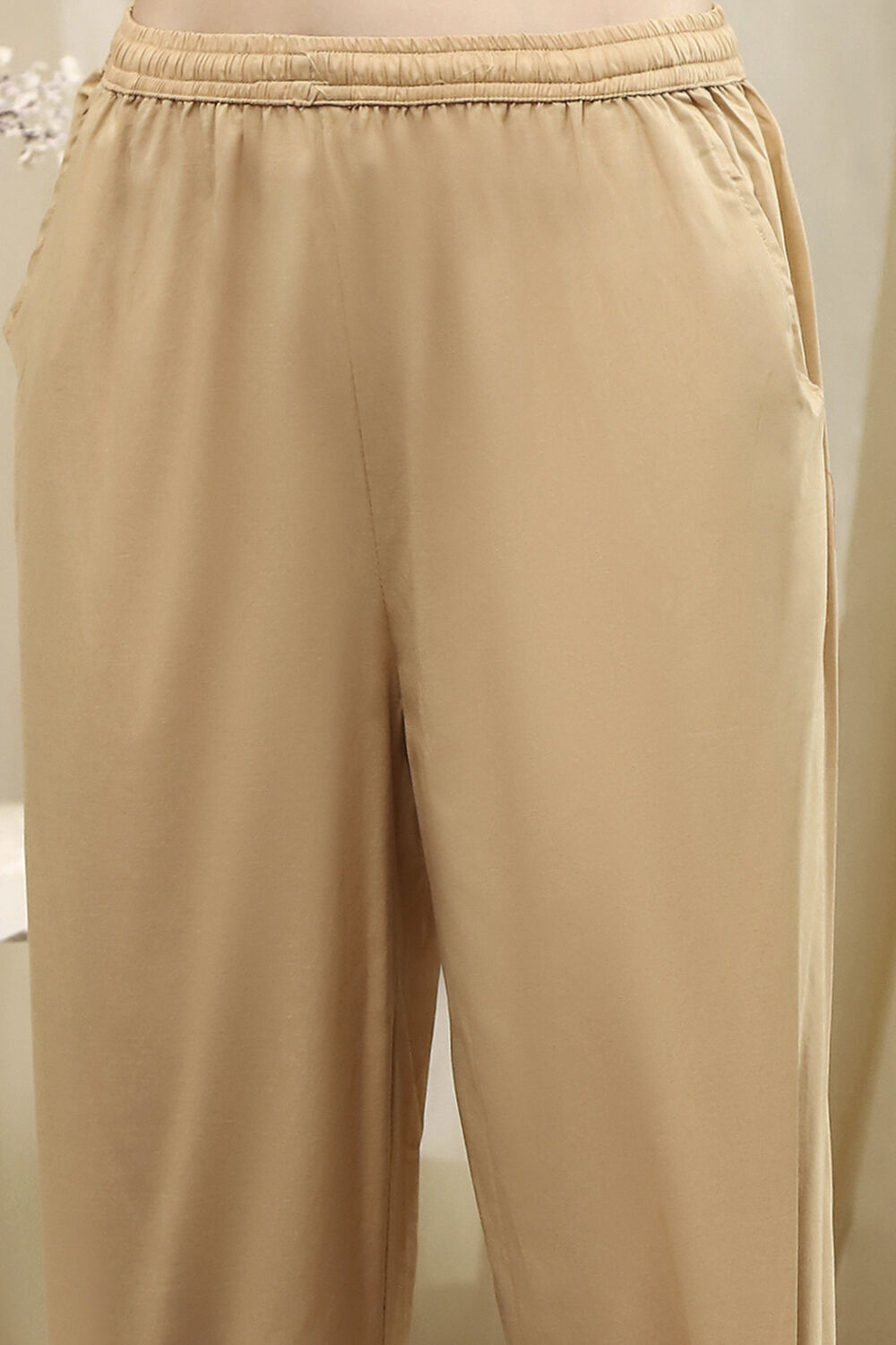 Orange Cotton Blend Schiffli Straight Kurta Set image number 2