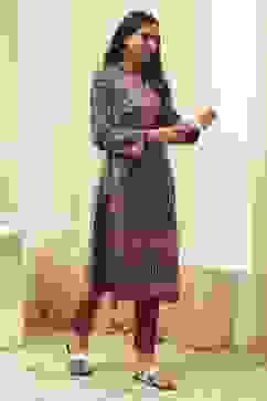 Royal Blue Acrylic Straight Kurta image number 2