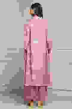 Pink Floral Printed Asymmetric Suit Set image number 4