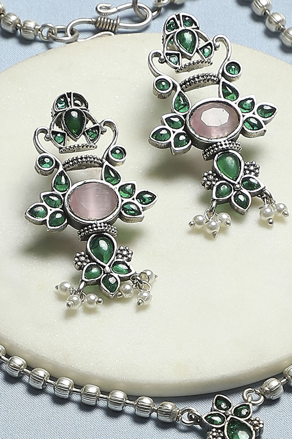 Green Brass Necklace Set image number 2