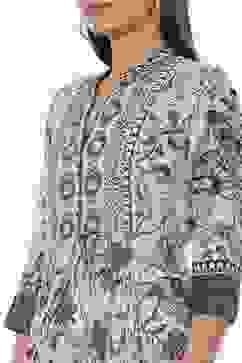 Beige LIVA Flared Printed Kurta Dress image number 1