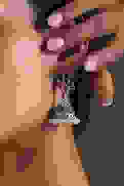 Dark Pink Brass Jhumka image number 1