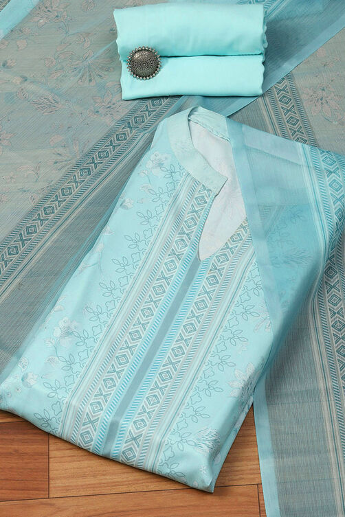 Off White Chanderi Hand Embroidered Unstitched Suit Set image number 0