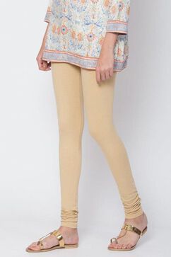 Beige Cotton Solid Churidar image number 2