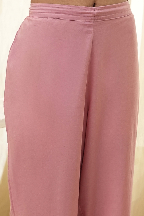 Dull Pink Embroidered Straight Suit Set image number 2