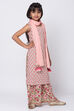 Peach Cotton Straight Straight Kurta Palazzo Suit Set image number 3