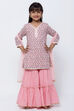 Light Pink Cotton Sharara Kurta Sharara Suit Set image number 0