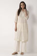Off White Viscose Blend Straight Palazzos image number 0