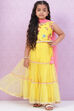 Lime Yellow Art Silk Lehenga Set image number 6