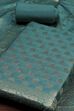 Teal Cotton Printed Embroidered Unstitched Suit Set image number 1