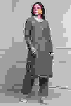 Blue Polyester Straight Printed Kurta Pants Set image number 5