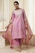 Powder Pink Embroidered Straight Suit Set image number 3