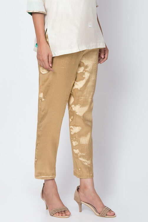 Gold Cotton Blend Yarndyed Pant image number 3