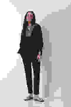 Black Solid Cotton Lycra Straight Pants image number 0