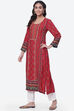 Rust LIVA Straight Printed Kurta image number 0