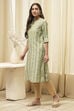 Green Poly Viscose Straight Printed Kurta image number 2