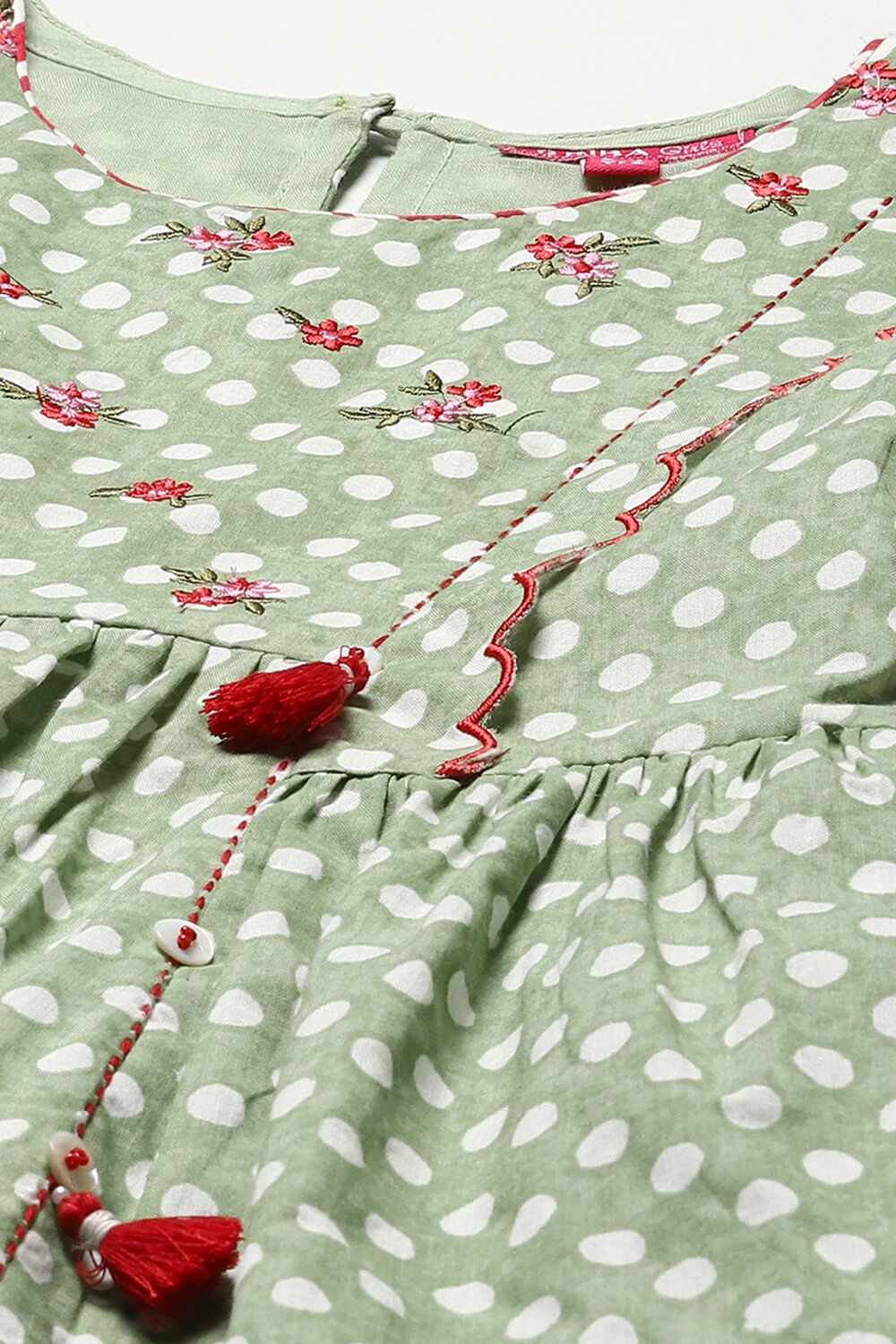 Green Cotton Flared Kurta Straight Palazzo Suit Set image number 1