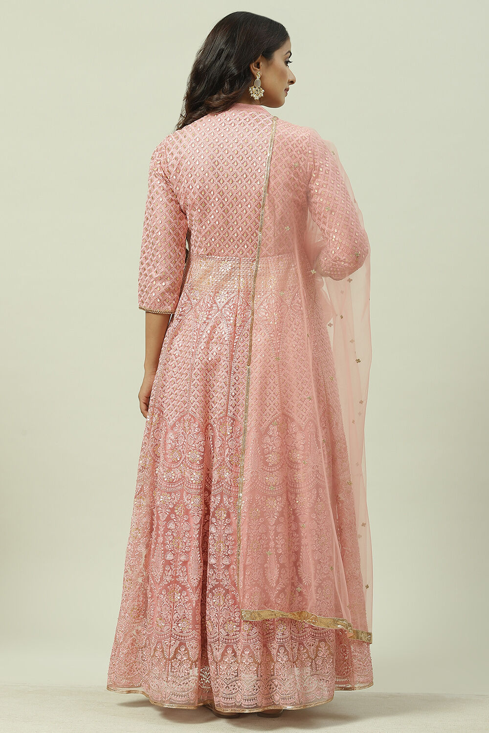 Yellow Flared Kurta Lehenga Suit Set image number 4