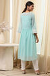 Aqua Polyester Straight Kurta image number 3