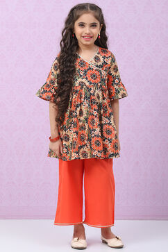 Black Cotton Anarkali Printed Kurta Set image number 0