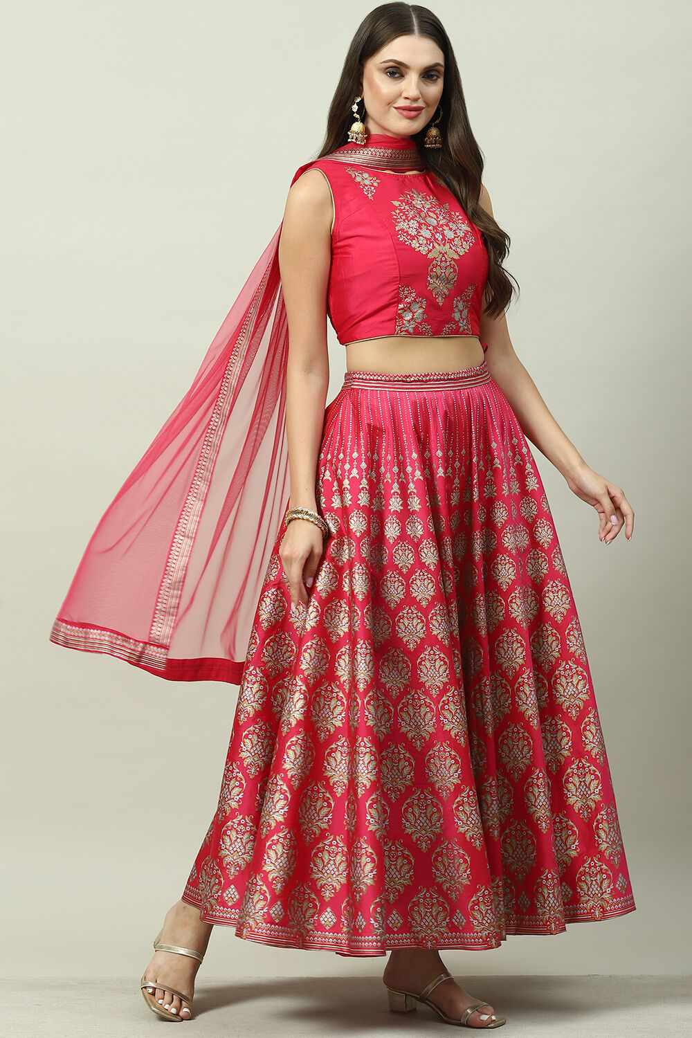 Mehndi Art Silk Lehenga Set image number 6