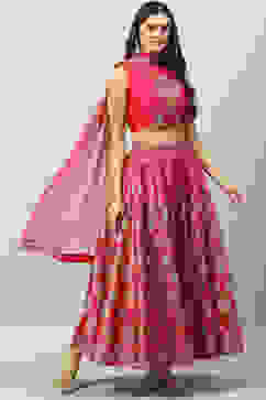 Fuschia Art Silk Lehenga Set image number 6