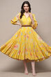 Yellow Rayon Tiered Dress