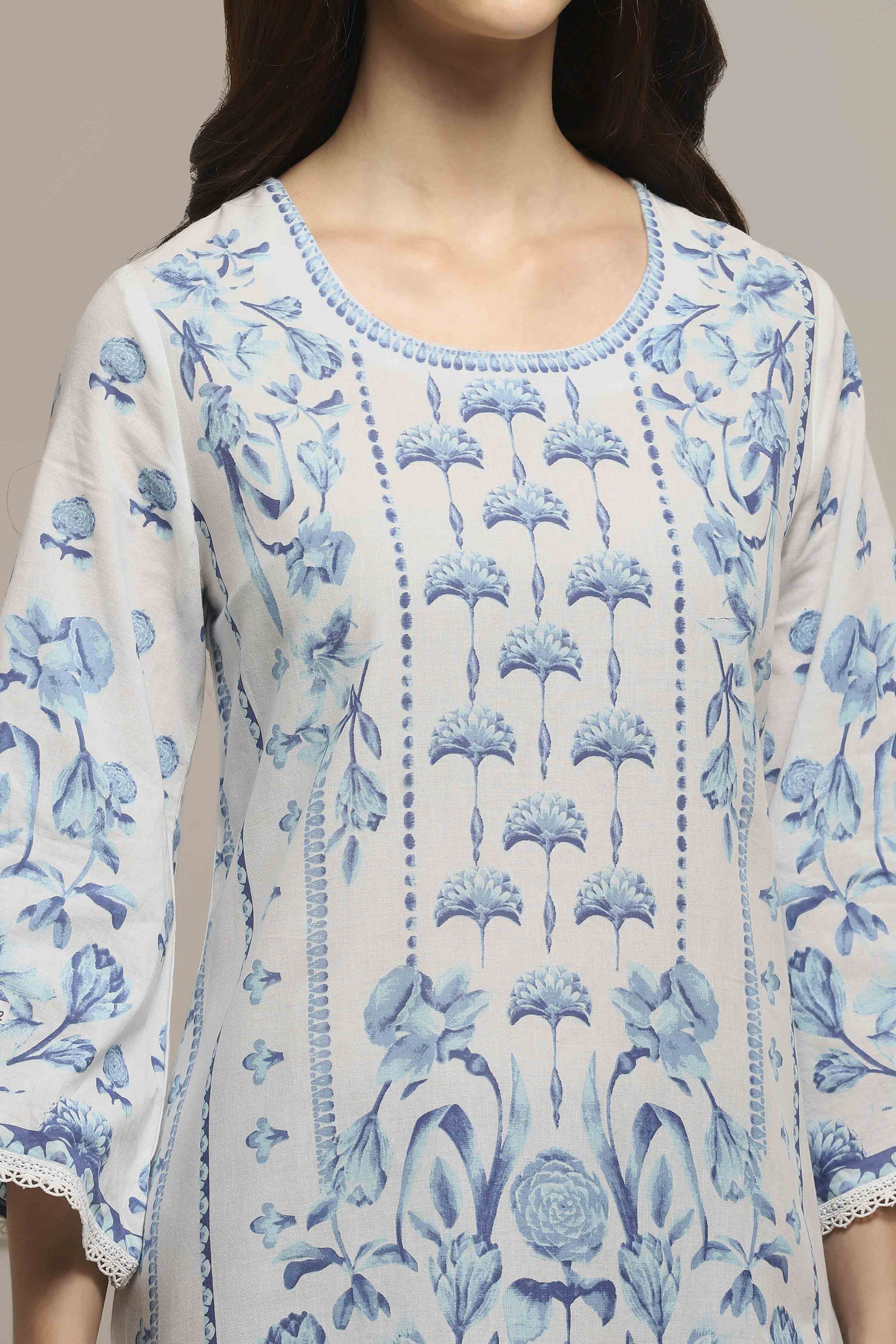 White Cotton Straight Kurta image number 1