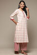 Natural & Blue Cotton Blend Straight Kurta Palazzo Suit Set image number 5