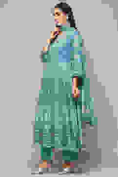 Indigo Cotton Anarkali Suit Set image number 4