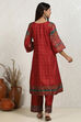 Orange Pashmina Machine Embroidery Unstitched Suit Set image number 5